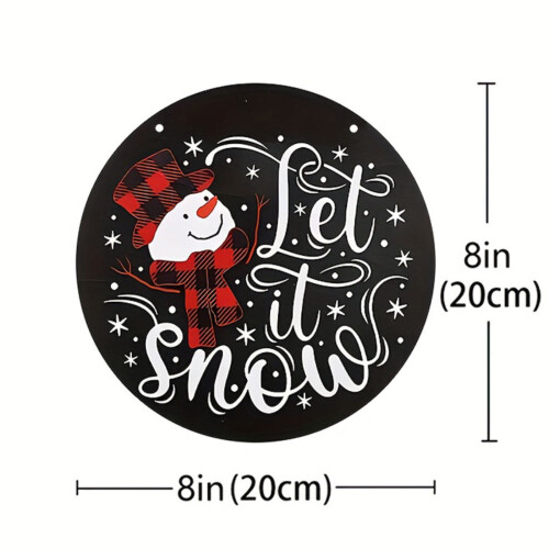 Jul Låt det snöa snögubbe rund väggskylt 2