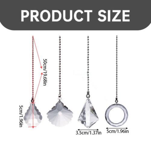 Crystal prism pull chain pendant for ceiling fan light 50 2