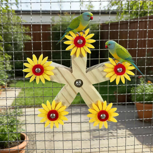 Natural Timber Bird Motion Wheel Circulating Chew Plaything 1