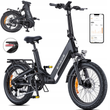 ENGWE L20 3.0 Boost 75NM Electric Bike 20''×3.0" Folding Electric Bicycle 48V/13.5Ah Battery 8A Fast Charging 135KM Full Suspension