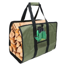 Large Canvas Firewood Carrier Bag with Reinforced Padded Handles and Fade‑Resistant Durable Fabric