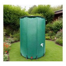 100L Foldable Rainwater Collection Barrel, Leakproof UVResistant Green Water Storage for Garden