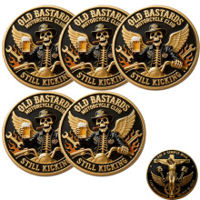 Motorcycle Guardian Coin Set of 5 Retro Bronze Christian Challenge Coins with Jesus Cross for Bikers