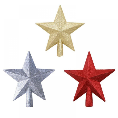 Christmas star tree topper glittered 8 inch 1