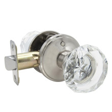 Glass Door Knob Solid Crystal Satin Nickel Finish Modern Interior Privacy Lockset Single Pack