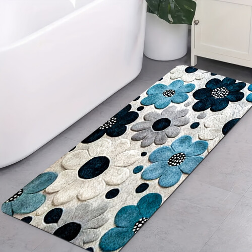 (45cm*120cm) Pattern Non-Slip Mat - Soft Flannel, Absorbent, Non-Slip Backing, Durable, Suitable for 1