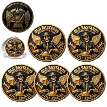 Motorcycle Challenge Coin Set Vintage Double Sided Biker Skull Coins Novelty Gift 5 Pack
