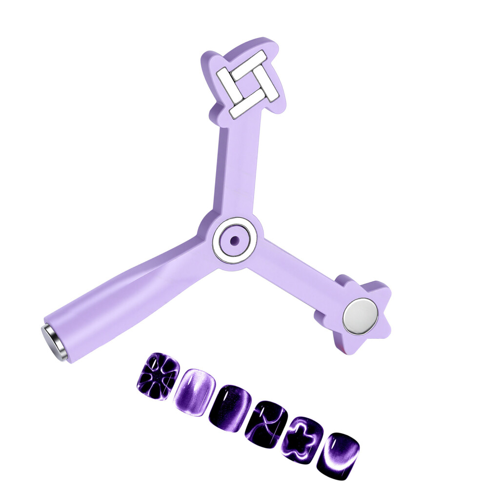 Purple Cats Eye Gels Nail Polishes Magnets Wheel With Handle