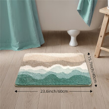 (15.7x23.6in/40x60cm, calm beach) 1pc Fluffy Bath Rug Bathroom Mat, Extra Soft Bath Mat, Beach Pattern Simple Absorbent