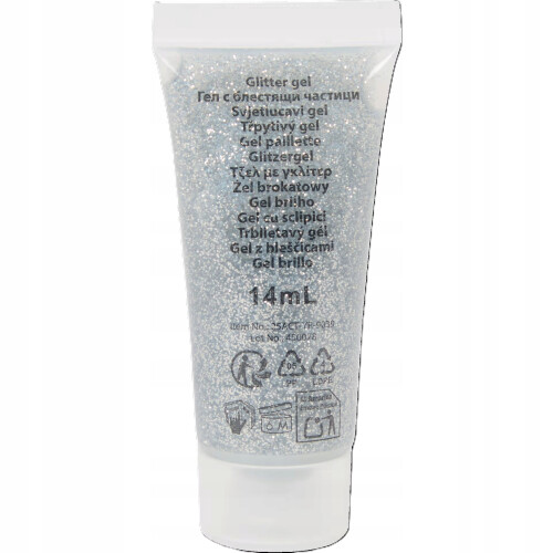 Gel med glitter för kropp och ansikte. 14 ml Silver