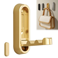 Wall Mounted Folding Hook with Gold Finish, Durable Metal for Bathroom, Coat and Towel Storage