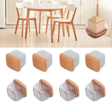 8 Piezas Tapas para Patas de Silla TPE Transparente Cuadradas 14-37mm