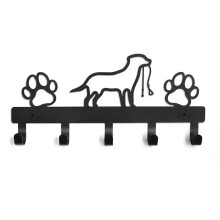 Wall Mounted Hook Rack with 5 Paw Design Black Metal Hooks for Coats Hats Keys Belts Towels