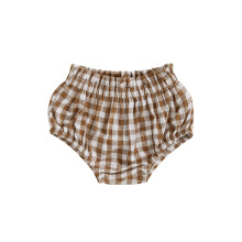 (12-18 Months, Khaki) Baby Girl Plaid Shorts Frill Ruffled Elastic Waist Triangle Short Pants for Summer