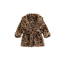 (90, Leopard) Kids Flannel Bathrobe, Solid Color/Leopard Print Pocket Robe with Belt for Girls Boys