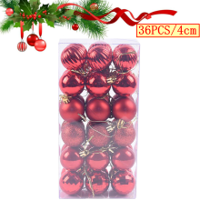 36pcs Shatterproof Christmas Baubles 3cm Red Green Gold