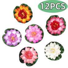 Artificial Floating Lotus Flowers Foam Pond Ornaments 12 pcs