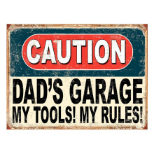 Metallskylt "Caution Dad's Garage" 20x30 cm