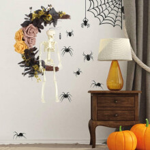 Halloweenský měsíční věnec s lebkou a dýní