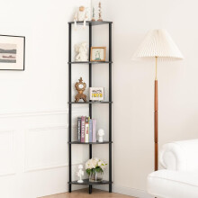 5-Tier Corner Bookshelf Gray 65 in Tall