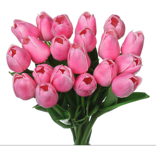 Kunstige tulipaner mørkelyserøde 33 cm 20 stk.
