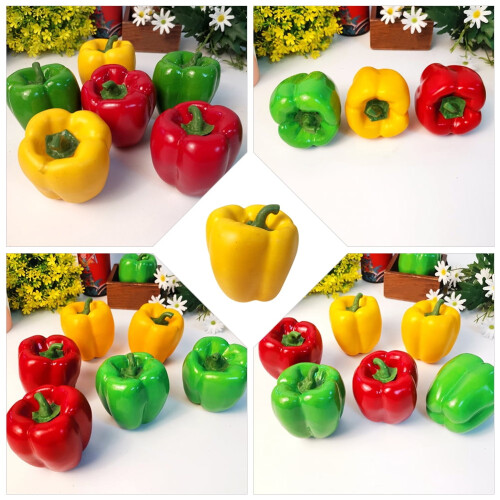 2 Pcs Artificial Bell Pepper Props – Realistic Foam Decor 2