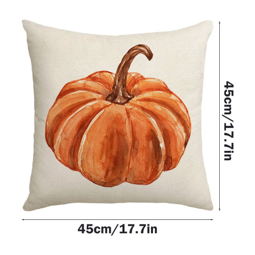 Capa de almofada em formato de abóbora com guirlanda de folhas de bordo laranja, 45 x 45 cm (17,7 x 17,7 polegadas). 2