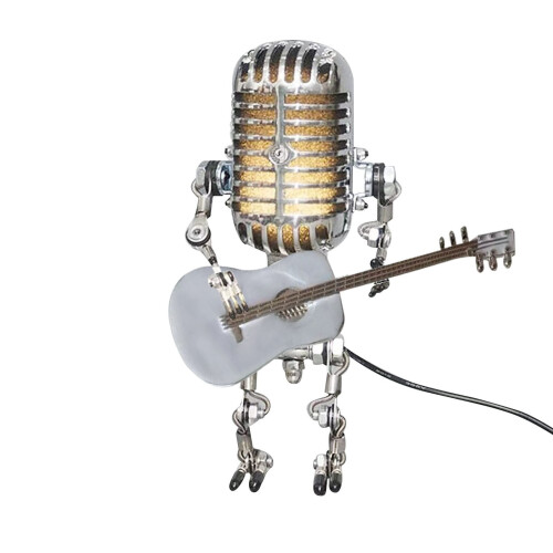 Mini veilleuse LED vintage avec microphone robot (1 pièce)