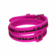 Il MEZZOMETRO Mod. I LOVE YOU SILVER BUCKLE EDITION - FUCHSIA - Bracciale in silicone/silicone bracelet