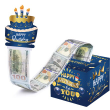 Birthday Money Pull Out Gift Box with 30 Transparent Bags and Surprise Reveal for Birthdays