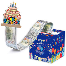 Money Gift Box with Pull Card Surprise and 10 Transparent Bags for Birthday Cash Gifts