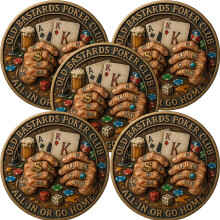 Poker Challenge Coin Set Funny Old Bastards Club Allin or Go Home Poker Gift for Men 5pcs