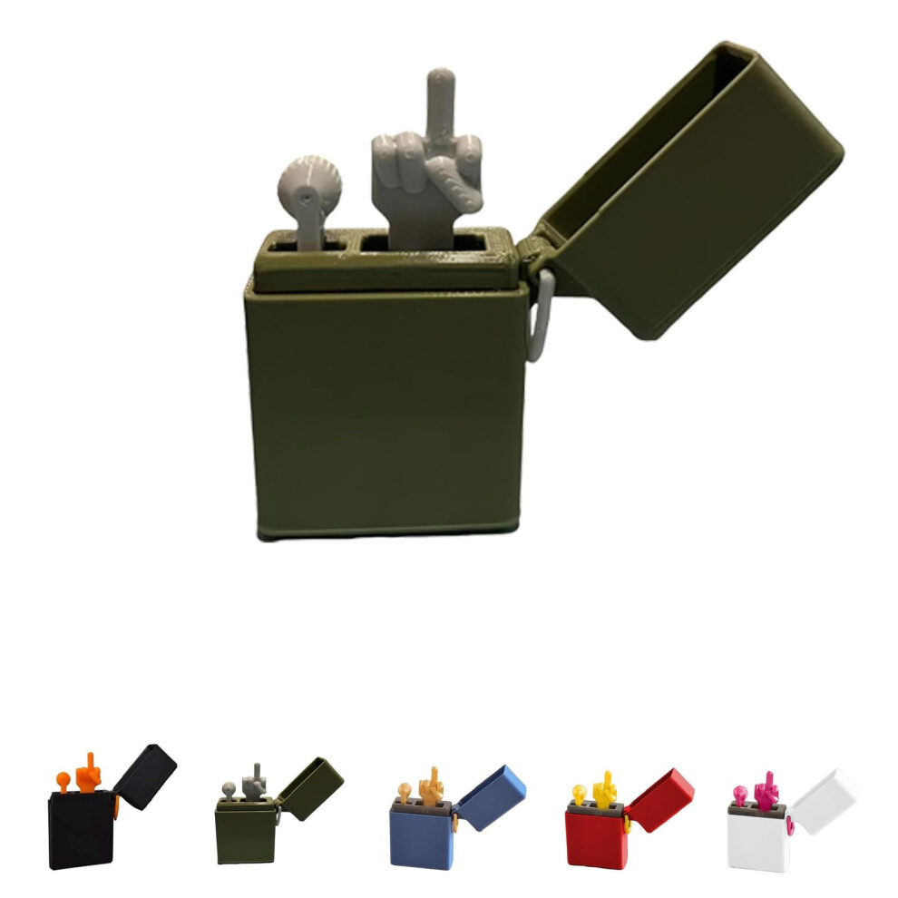 Green Funny Middle Finger Lighter 3D Printed Popup Hand Sculpture Bright Desk Decoration Gift