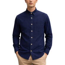 (Navy, M) M&S Mens Denim Shirts Regular Fit Pocket Cotton