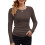Damen Geripptes Langarmshirt mit Rundhalsausschnitt, Lässig, Schmal, Basic-Shirt, Tailliertes Strickoberteil  L 1