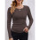 Damen Geripptes Langarmshirt mit Rundhalsausschnitt, Lässig, Schmal, Basic-Shirt, Tailliertes Strickoberteil  L 2