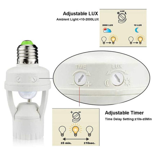 Motion Sensor Light Bulb Holder PIR Induction Adapter Lamp Base Converter Automatic LED  for Home Corridor 1