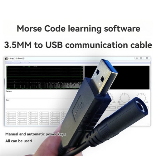 Morse Code USB Computer Cable USB to 3.5mm Communication Cable for SW Automatic/Manual Morse Trainer 1