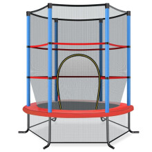 Ø140 cm havetrampolin med sikkerhedsnettrampolin kan holde op til 135 kg til børn fra 3 år og derover, marineblå