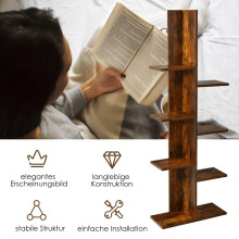 Libreria a forma di albero con 8 ripiani, scaffale autoportante, scaffale da ufficio, 50 x 20 x 141 cm, marrone