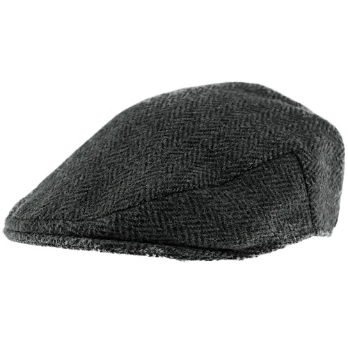 (Black, L) Boardmans Harris Tweed Flat Cap