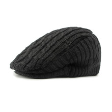 Unisex Winter Beret Hat Fleece Lined For Warmth Elastic-Black