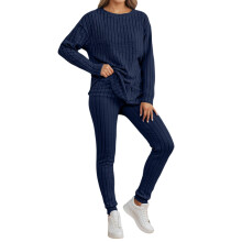 Two Piece Sets For Women Fall Clothing Set Warm-dark blue XXXL