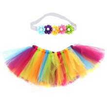 Ensemble bandeau fleuri pour bébé fille, jupe fantaisie, couvre-couche avec jupe en tulle à volants, tutu de princesse, tenue d'anniversaire avec