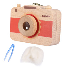 Milieuvriendelijke houten speelgoedcamera voor fantasiespel, draagbaar ontwerp met caleidoscooplens voor peuters, stimuleert de fantasie en is