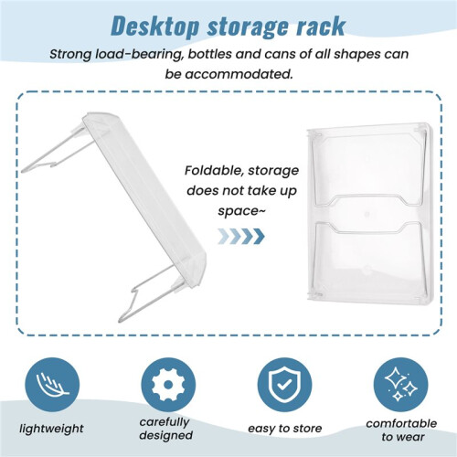 Acrylic Transparent Desktop Storage Box Student Dormitory Office Storage Rack Household Foldable Heightening Rack 2