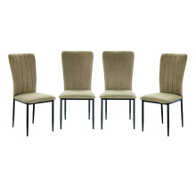 (Material[Furniture], Colour) Set of 4 fabric chairs with black metal legs, 43 cm wide - HOLLY