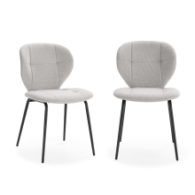 (Material[Furniture], Colour) Set of 2 fabric chairs with black metal legs, 50 cm wide - LUCY