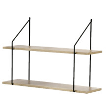 2-Tier Wall Shelf, Wood Finish, 60 cm Wide