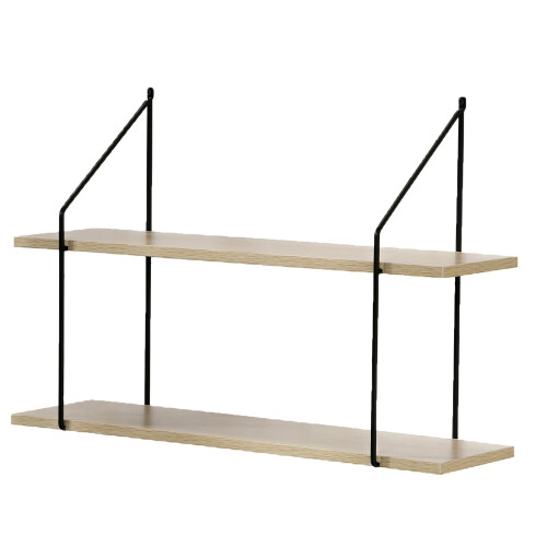 2-Tier Wall Shelf, Wood Finish, 60 cm Wide